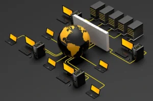 Ilustrasi jaringan komputer yang memerlukan subnet mask dalam prosesnya