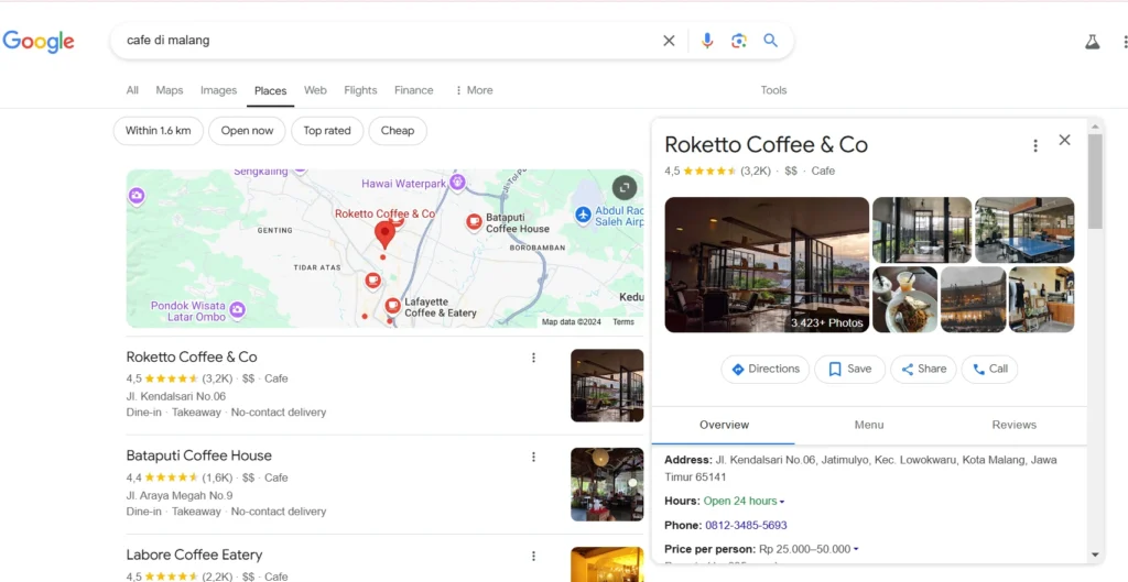 Apa itu Local SEO? Kenali Cara Kerja, dan Strategi untuk Bisnis Contoh pencarian kata kunci pada local seo