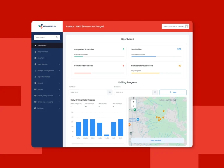 dashboard aplikasi manajemen data pengeboran