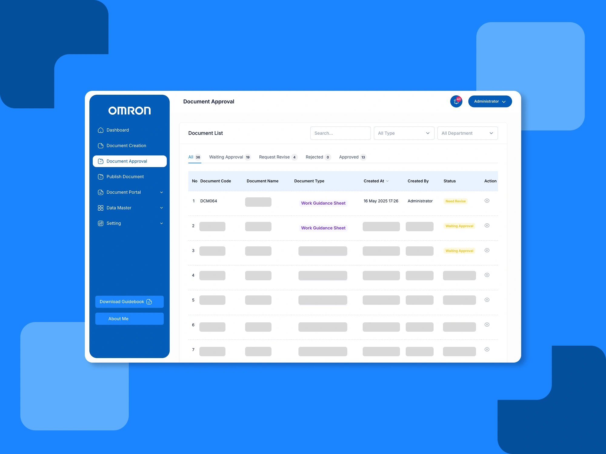 Document Control System menu persetujuan dokumen untuk DCS OMRON