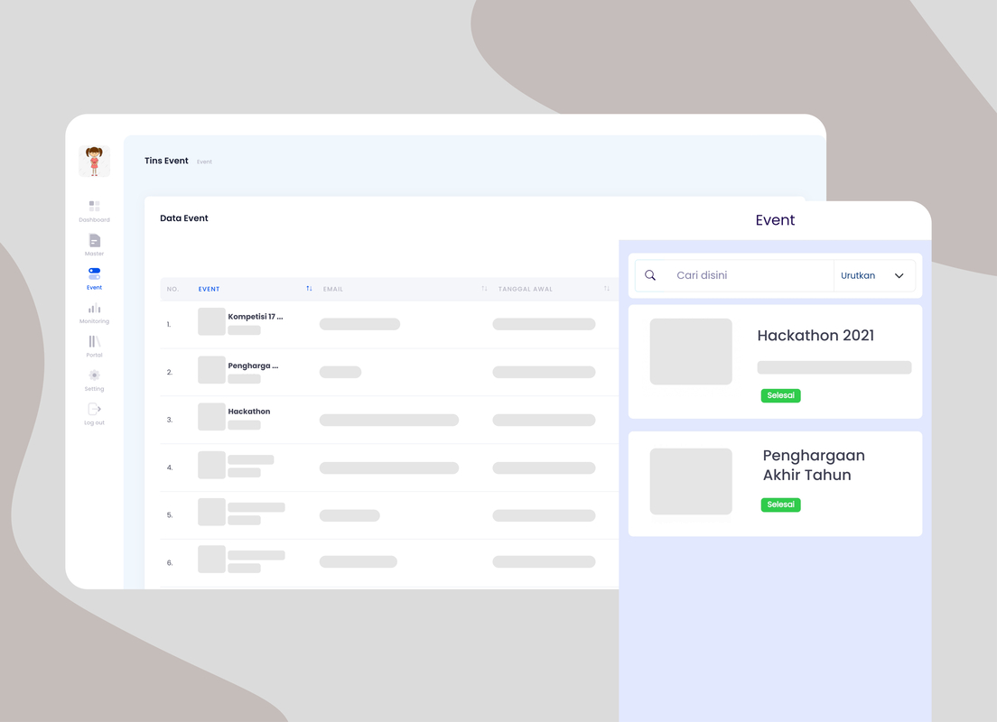 Homepage aplikasi tins hackathon 1